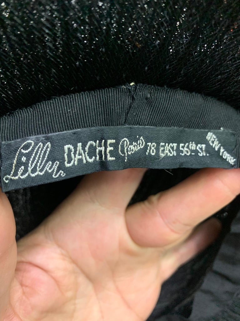 1930 Lilly Dache Paris Black Spiral Horsehair Ribbon Picture Hat & Wire Brim  For Sale 9