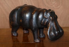 1930 Medium Liberty's London Omersa Brown Leather Hippopotamus Footstool Stool