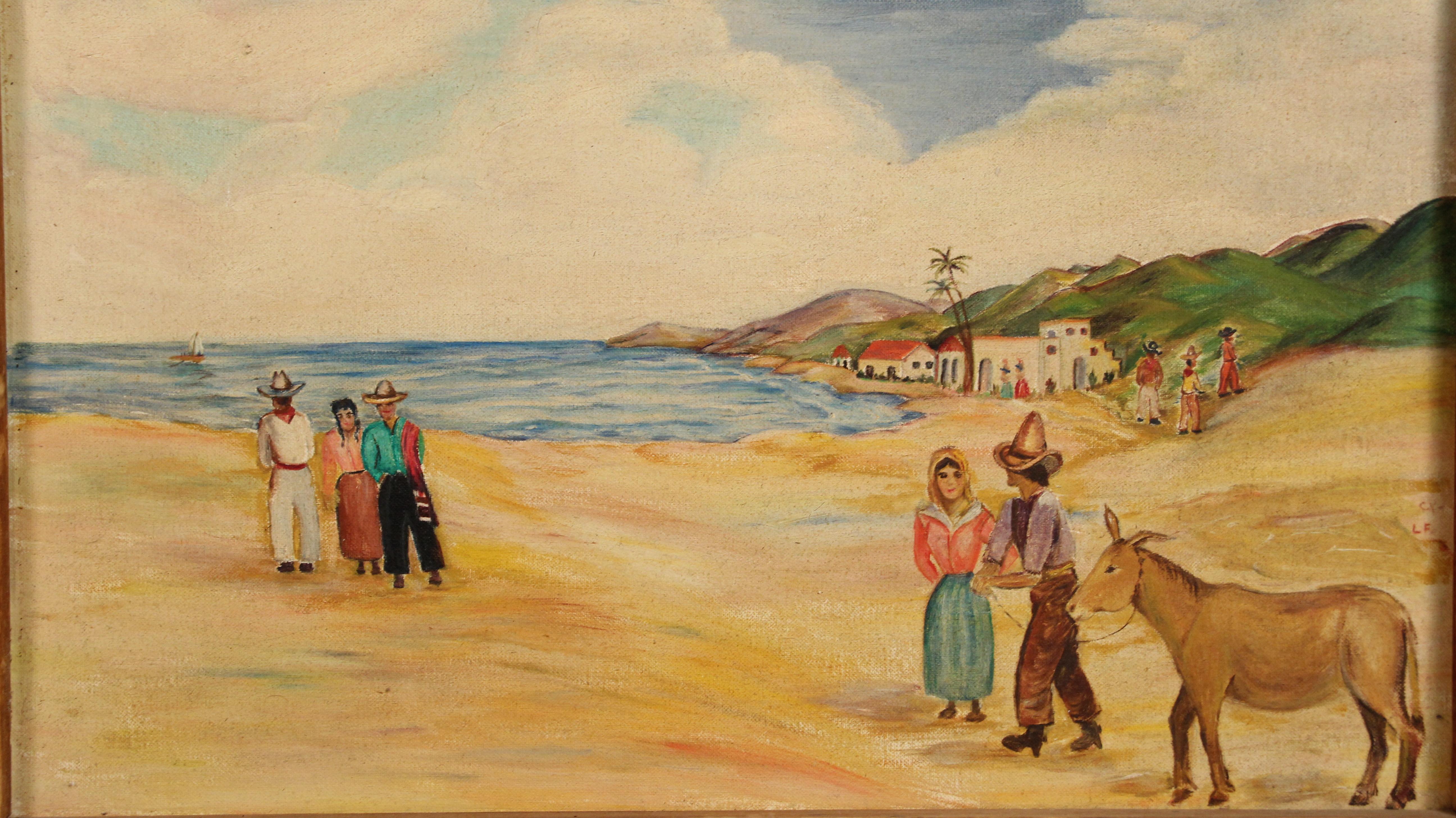 Primitive Mexican painting, circa 1930.