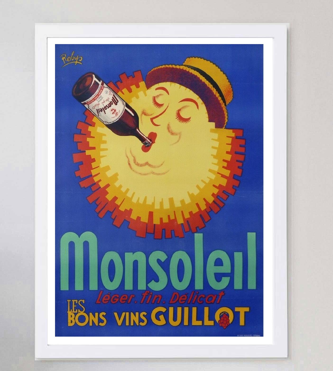 Affiche vintage d'origine, Monsoleil, 1930 Bon état - En vente à Winchester, GB