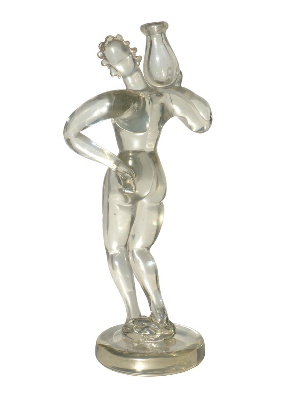 1930 Napoleon Martinuzzi CVM Cappellin Muranoglas Art Deco Figur (Italian) im Angebot
