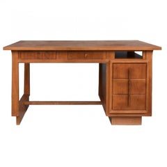 1930 Oak Desk Office Art Deco Style Auguste Vallin