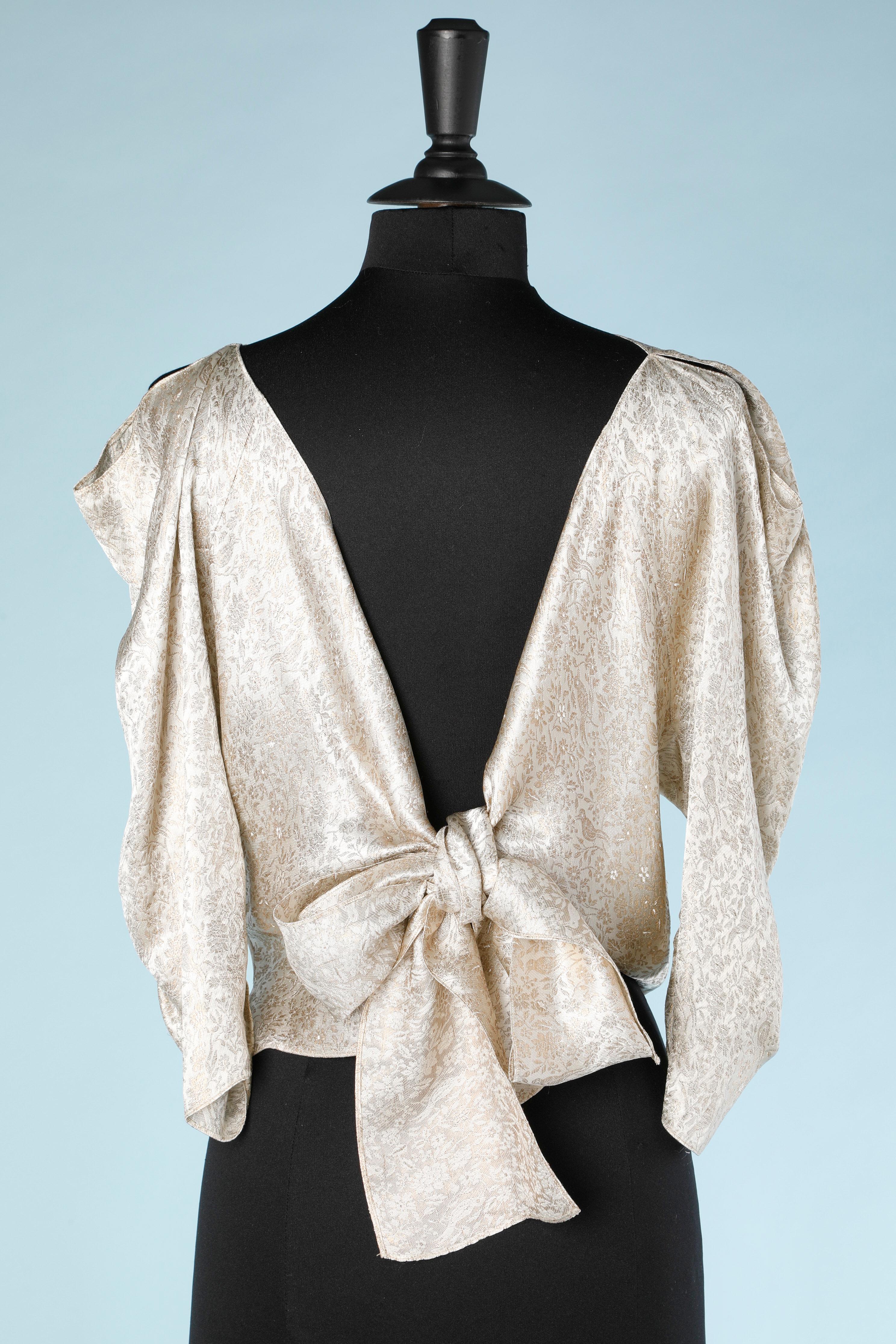 Gray 1930 off-white silk jacquard damask blouse ALIX ( Madame Grès )