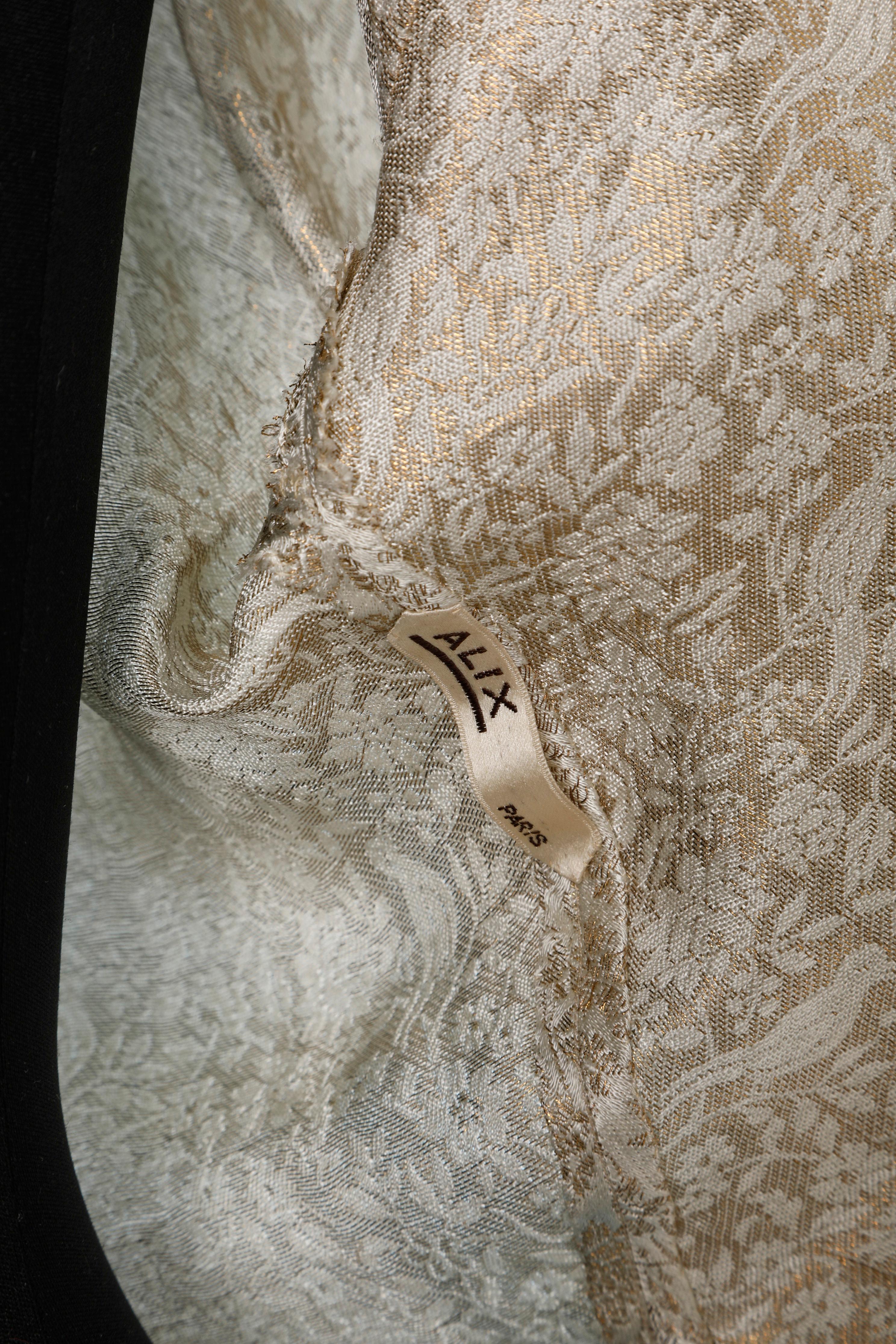 1930 off-white silk jacquard damask blouse ALIX ( Madame Grès ) In Excellent Condition In Saint-Ouen-Sur-Seine, FR