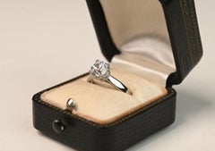 Vintage Old Mine Cut Diamond Ring Platinum GIA 1.36ct Bailey Banks & Biddle