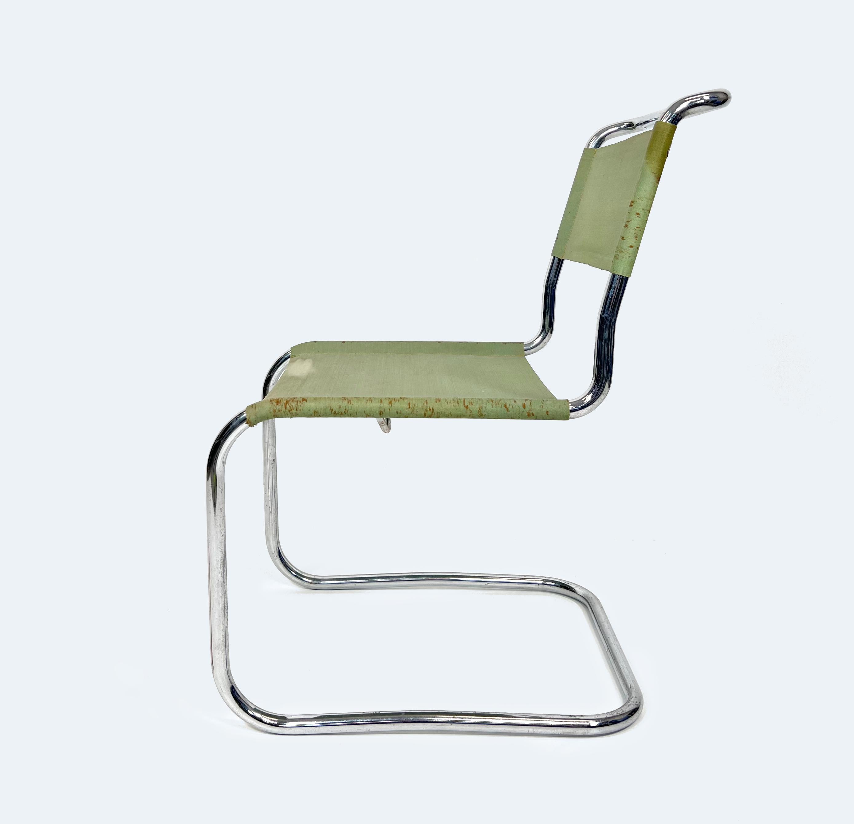 Plated Original German Tubular Steel Chair Model B33 by Marcel Breuer, 1930 For Sale