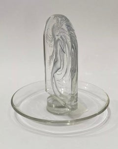 1930 Original Rene Lalique Naïade Astray Pintray Glass Blue Patina, Mermaid