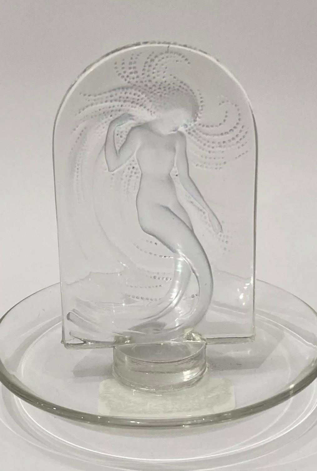 Art Deco 1930 Original Rene Lalique Na�ïade Astray Pintray Glass Blue Patina, Mermaid