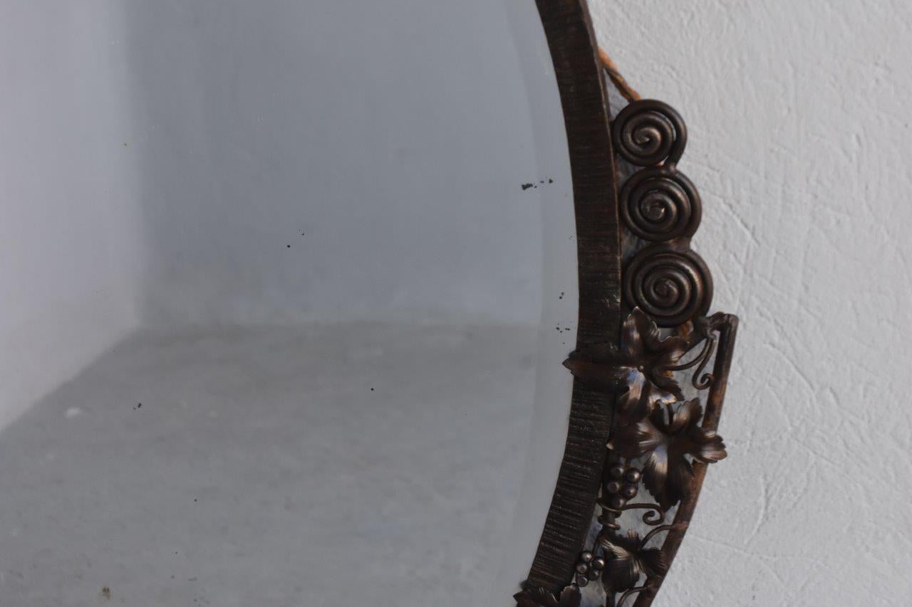 1930 Oval Wrought Iron Mirror Art Deco In Good Condition For Sale In Marseille, FR