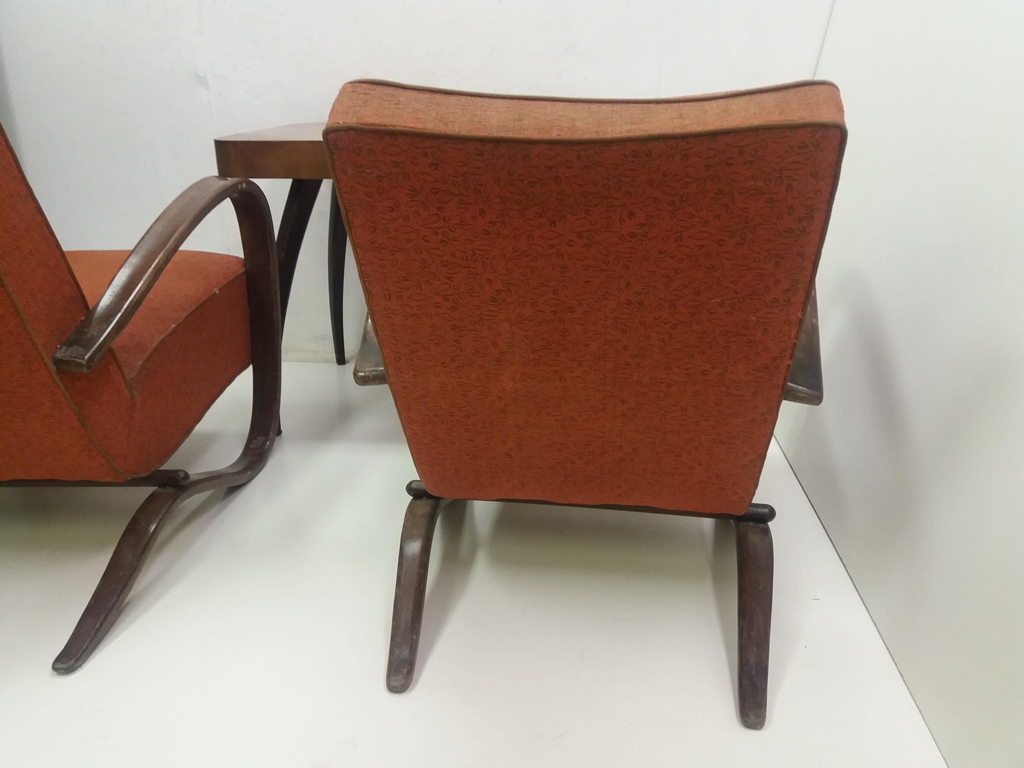 1930 Pair of Armchairs + Spider Table, by Halabala for Thonet, Czechoslovakia In Good Condition For Sale In Praha, CZ