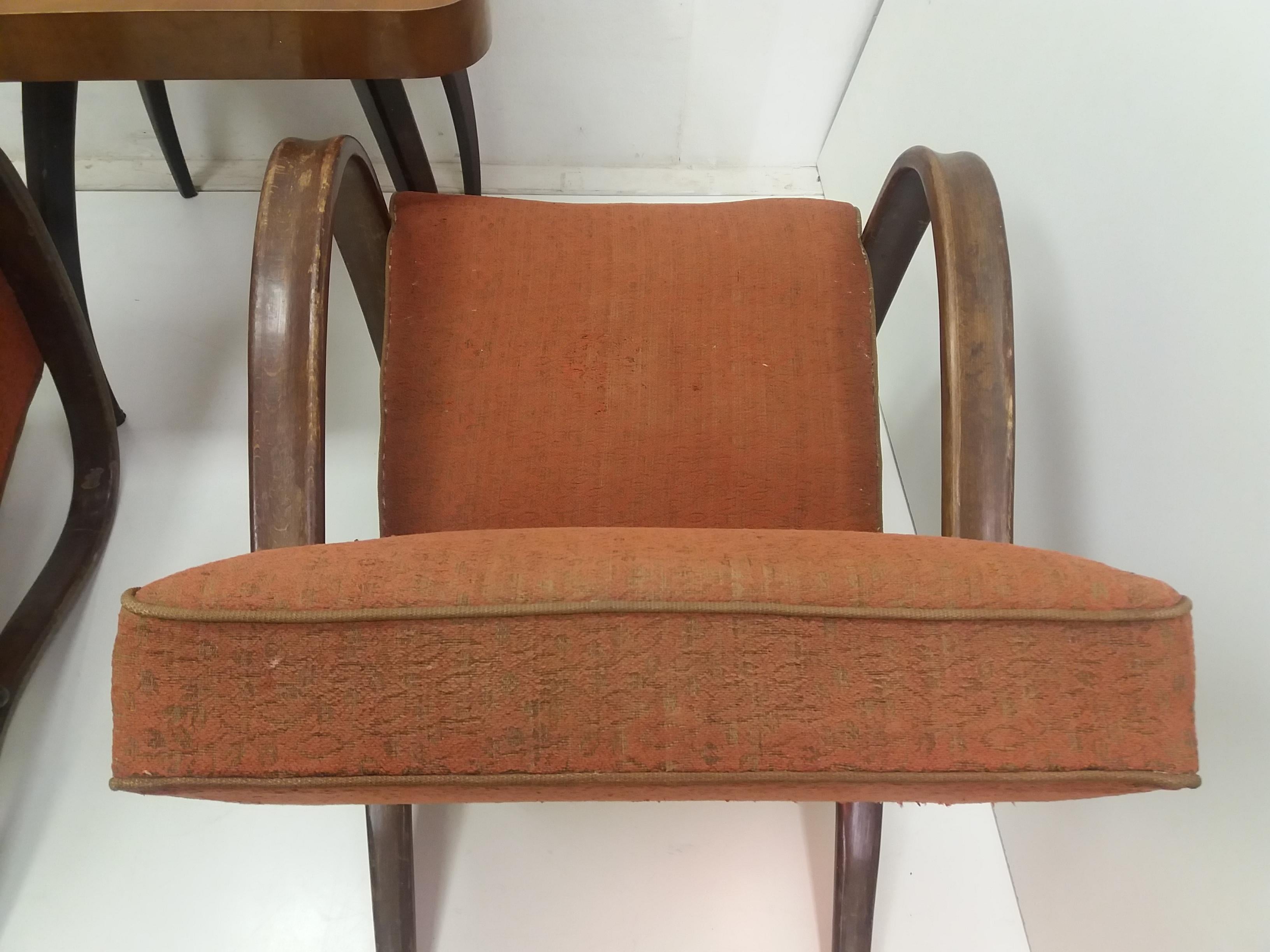 1930 Pair of Armchairs + Spider Table, by Halabala for Thonet, Czechoslovakia For Sale 1