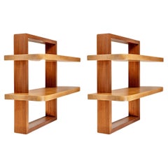 1930 Pair of Art Deco hanging bedside tables in the cubist spirit