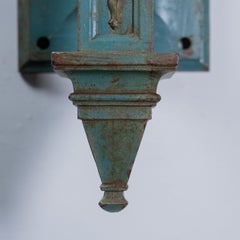 1930 Pair of large Gothic Revival Verdigris Wall Sconces with Glass Shades