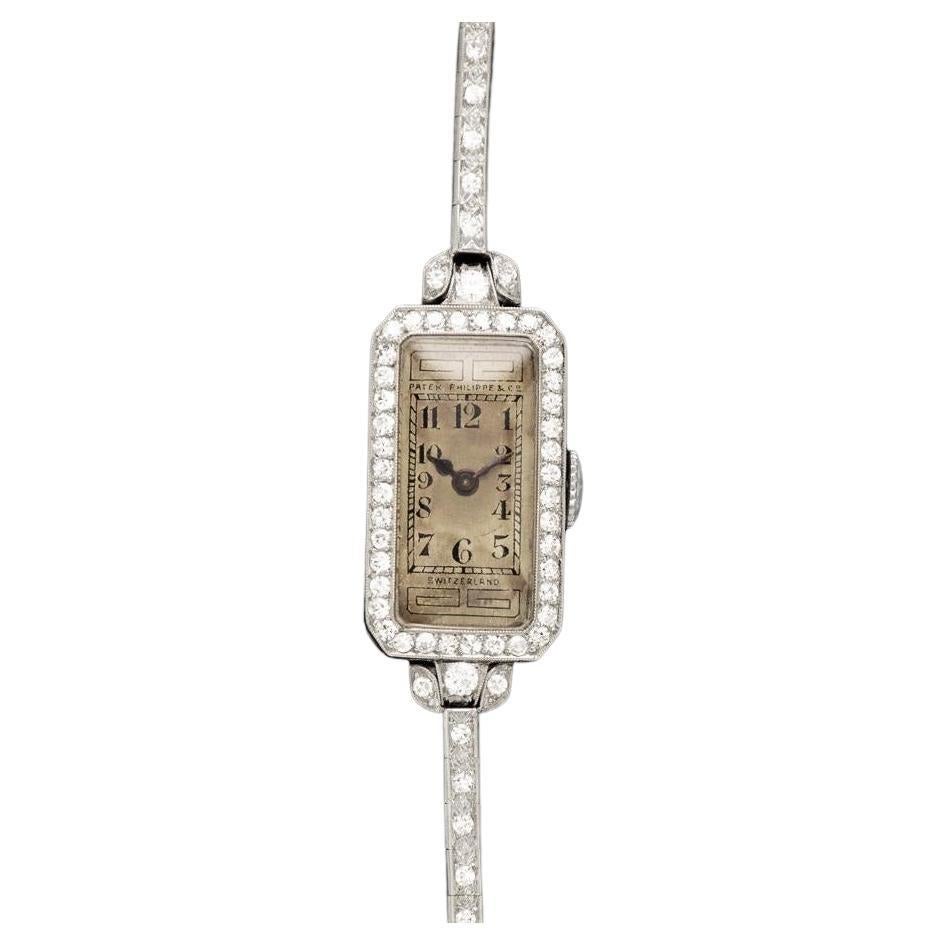 1930 Patek Philippe Vintage Art Deco Damen mit Armband - Platin 
Diamanten