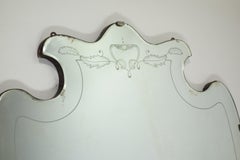 1930 Pietro Chiesa Art&Deco Specchio da parete in cristallo acidato italiano