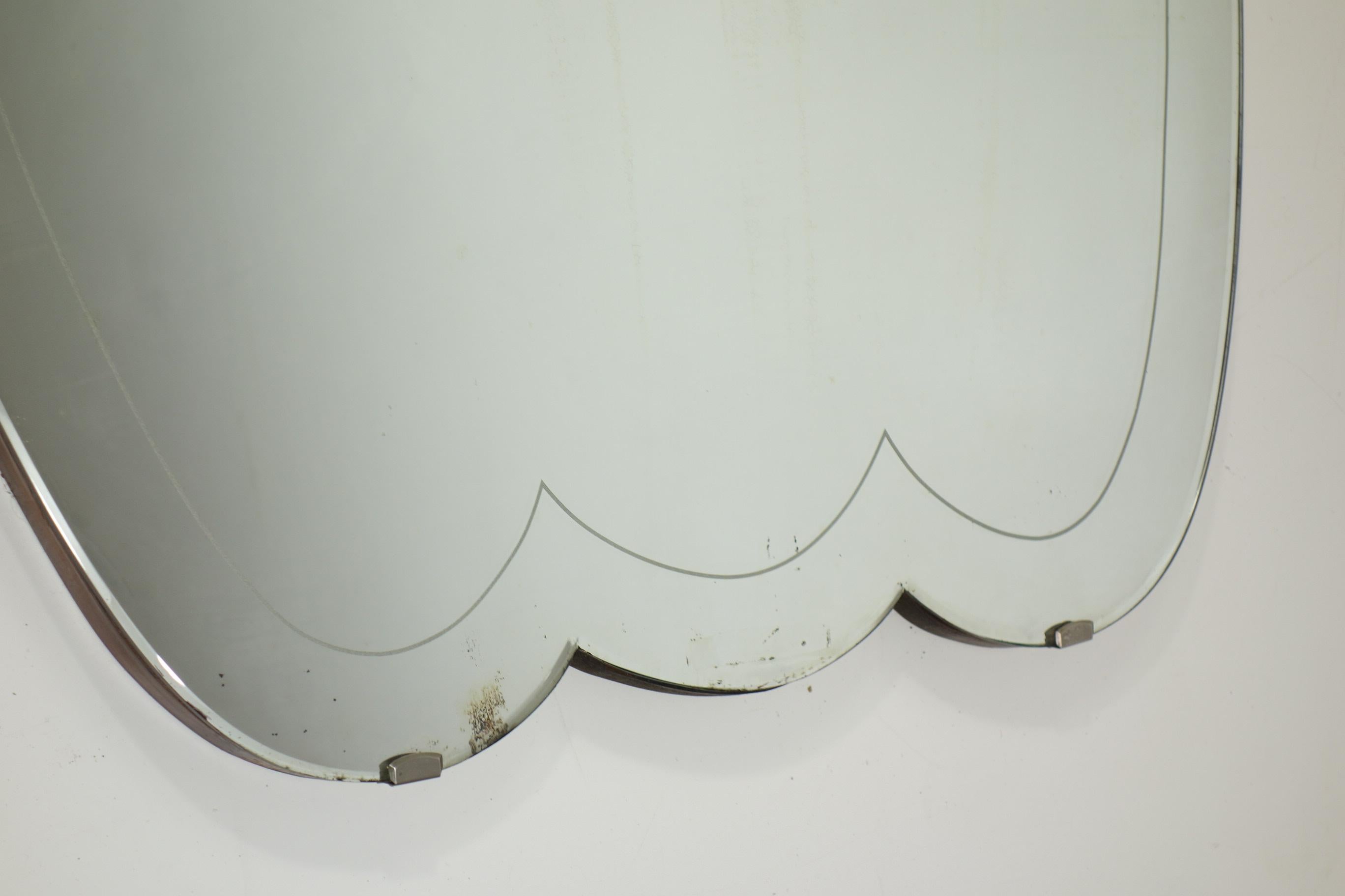 1930 Pietro Chiesa Art Deco Espejo de pared italiano de cristal grabado Art Decó en venta