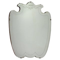 1930 Pietro Chiesa Art Deco Italian Crystal Etched Glass Wall Mirror