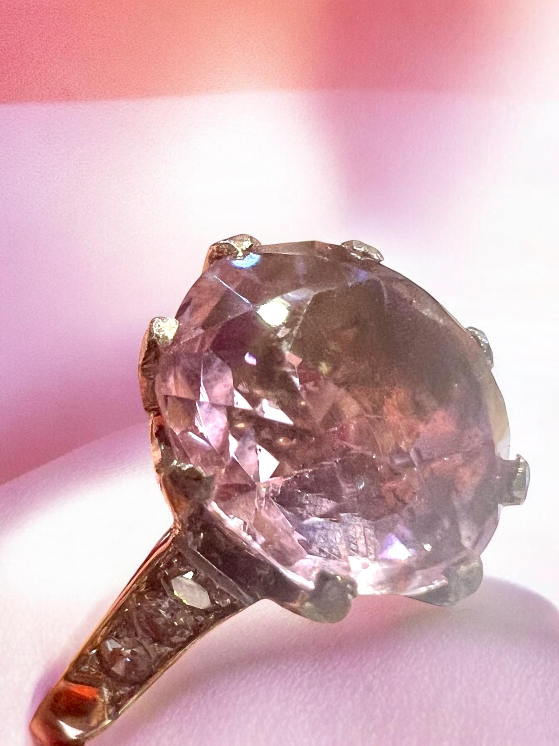Women's 1930 Platinum And 18-carat Gold Ring, Faceted Amethyst And Pavé-cut Diamonds