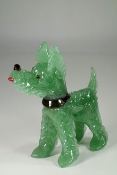 1930 Pulegoso Green Murano Glass Italian Art Deco Terrier Dog Animal