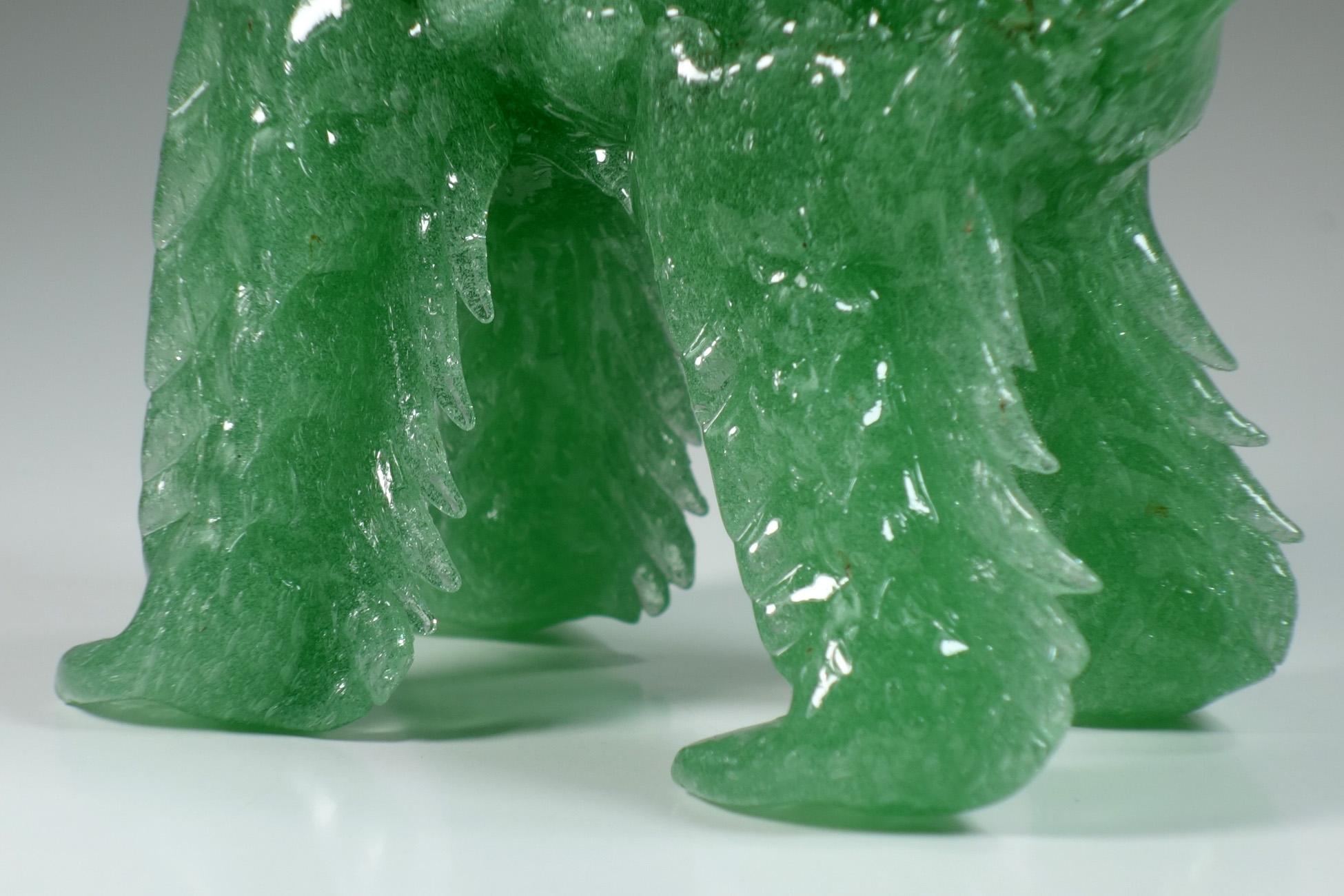 1930 Pulegoso Greene & Greene Green in vetro di Murano Art Deco Italiano Cane Terrier Animale in vendita 3
