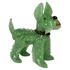 1930 Pulegoso Green Murano Glass Italian Art Deco Terrier Dog Animal