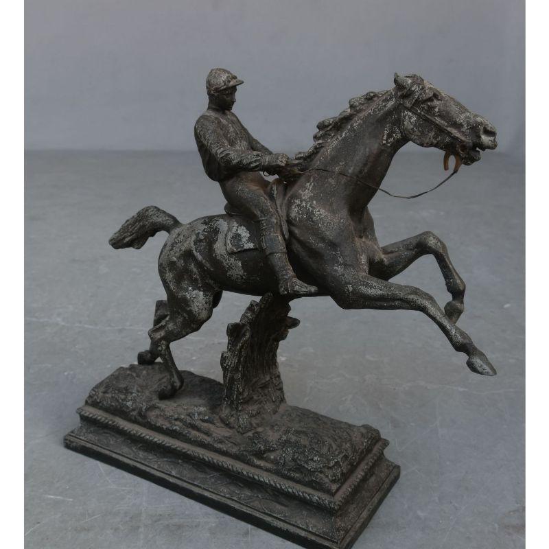 Metal 1930 Regulate Sculpture Jockey and his Horse For Sale