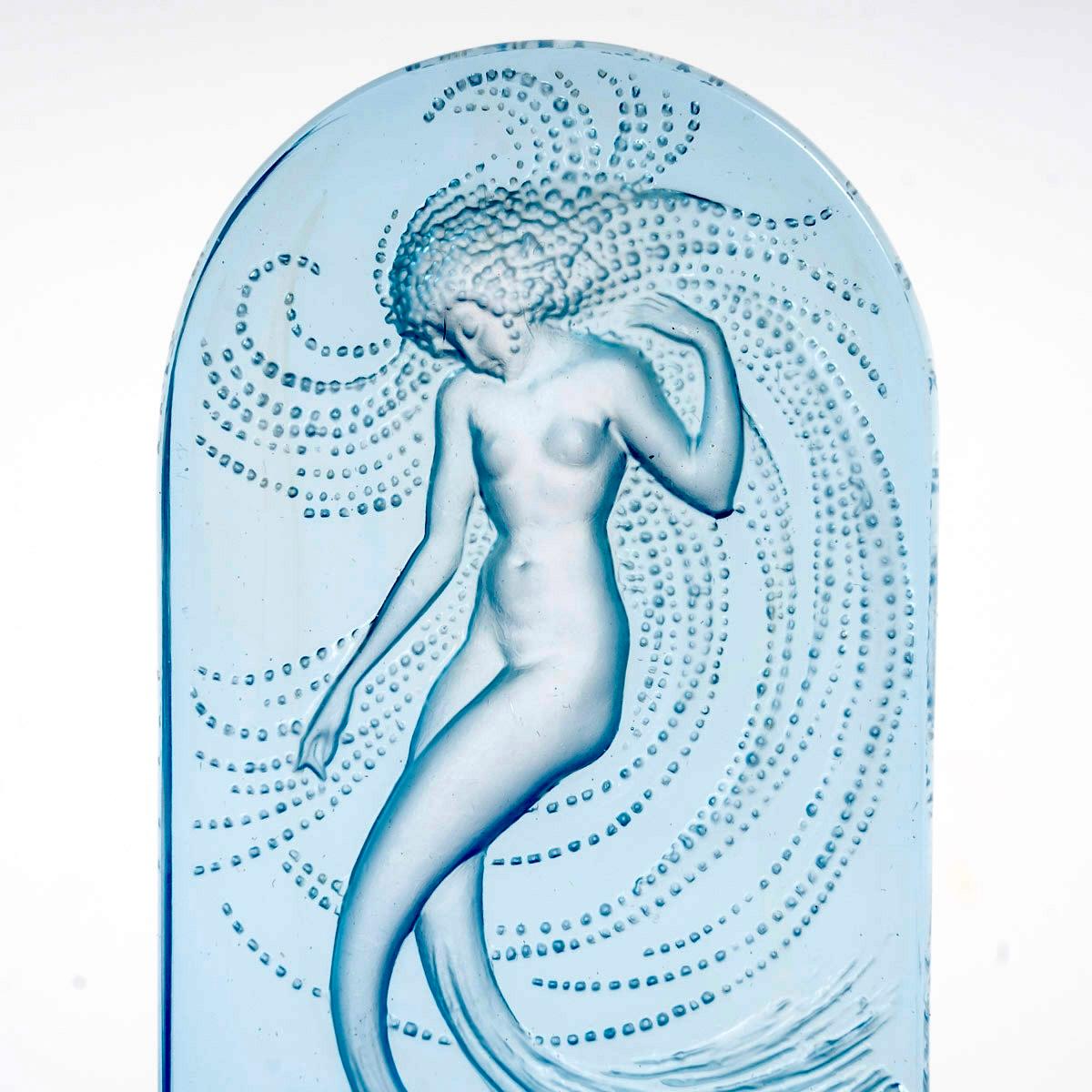 Art Deco 1930 René Lalique - Ashtray Pintray Naiade Mermaid Blue Glass
