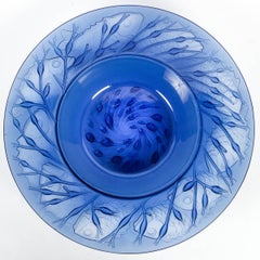 1930 René Lalique - Bowl Anvers Navy Blue Glass, Fishes