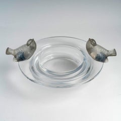 1930 René Lalique Bol Deux Moineaux Moqueurs Verre Moineaux