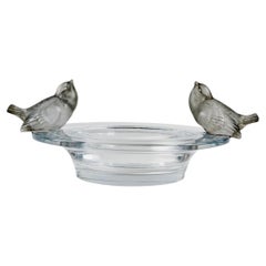 1930 René Lalique Bowl Deux Moineaux Moqueurs Glass Sparrows