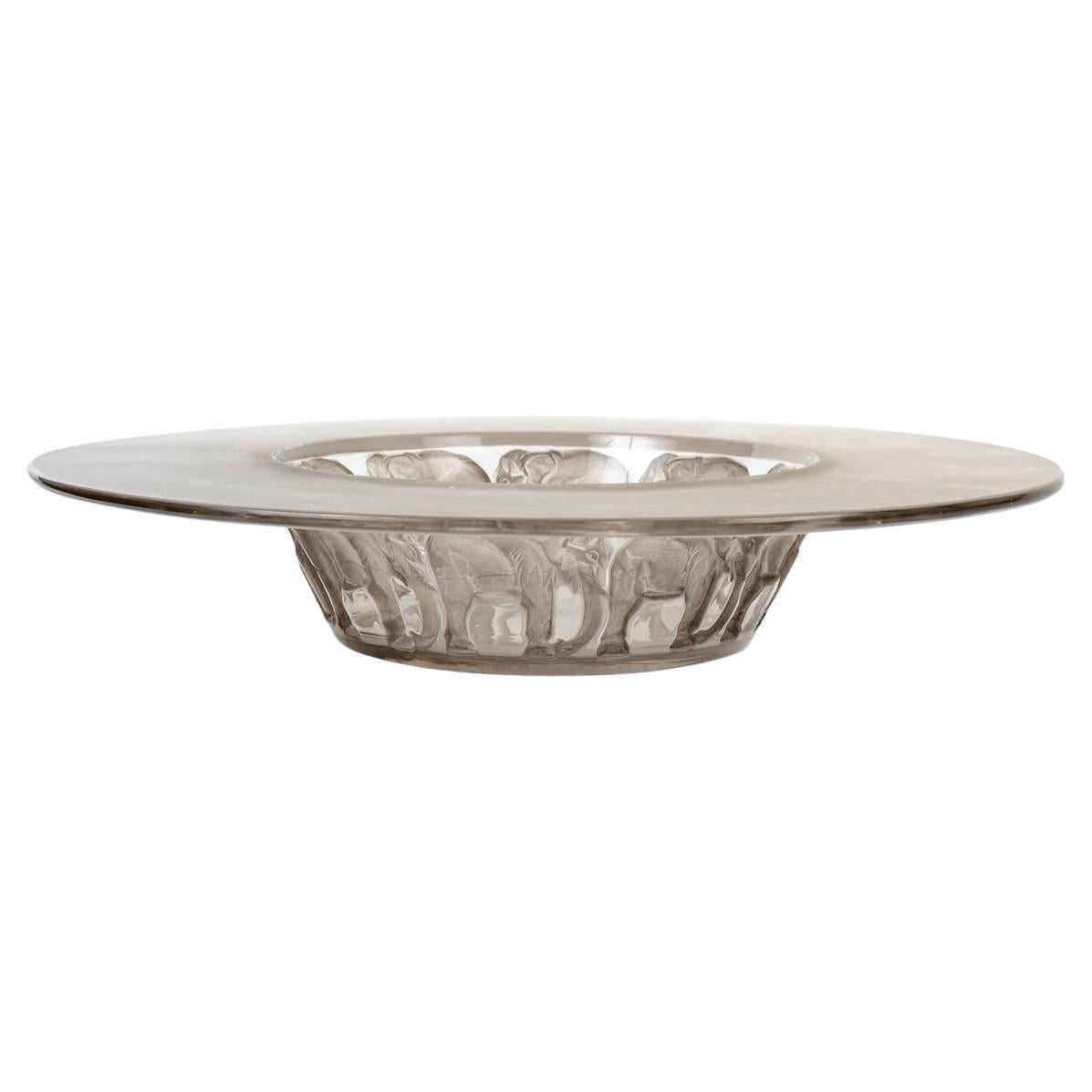 1930 René Lalique - Bowl Elephant Glass With Grey Patina
