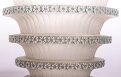 1930 Rene Lalique Chevreuse Vase in Frosted Glass with Blue Patina Daisies