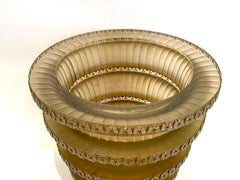 1930 Rene Lalique Chevreuse Vase in Frosted Glass with Sepia Patina Daisies