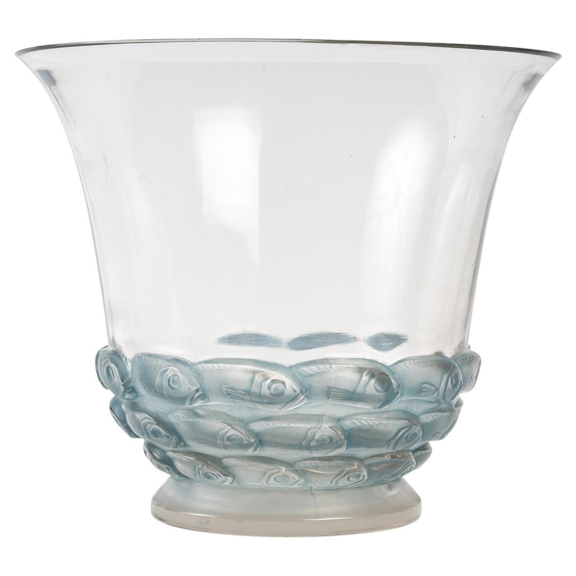 1924 René Lalique Serpent Vase in Frosted Glass with Blue Patina, Snake