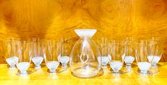 1930 René Lalique Original Nippon Orange Set 13 Pieces, 12 Glasses 1 Pitcher