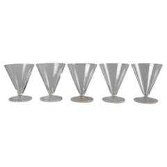 1930 René Lalique Original Tokyo Water Glasses Set of 5 Pieces Clear Glass
