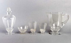 1930 René Lalique Set of 32 Pieces Nippon, 30 Glasses, 1 Pitcher, 1 Decanter