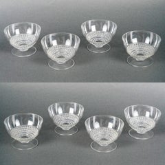 1930 René Lalique Set di 8 bicchieri da champagne Nippon in vetro