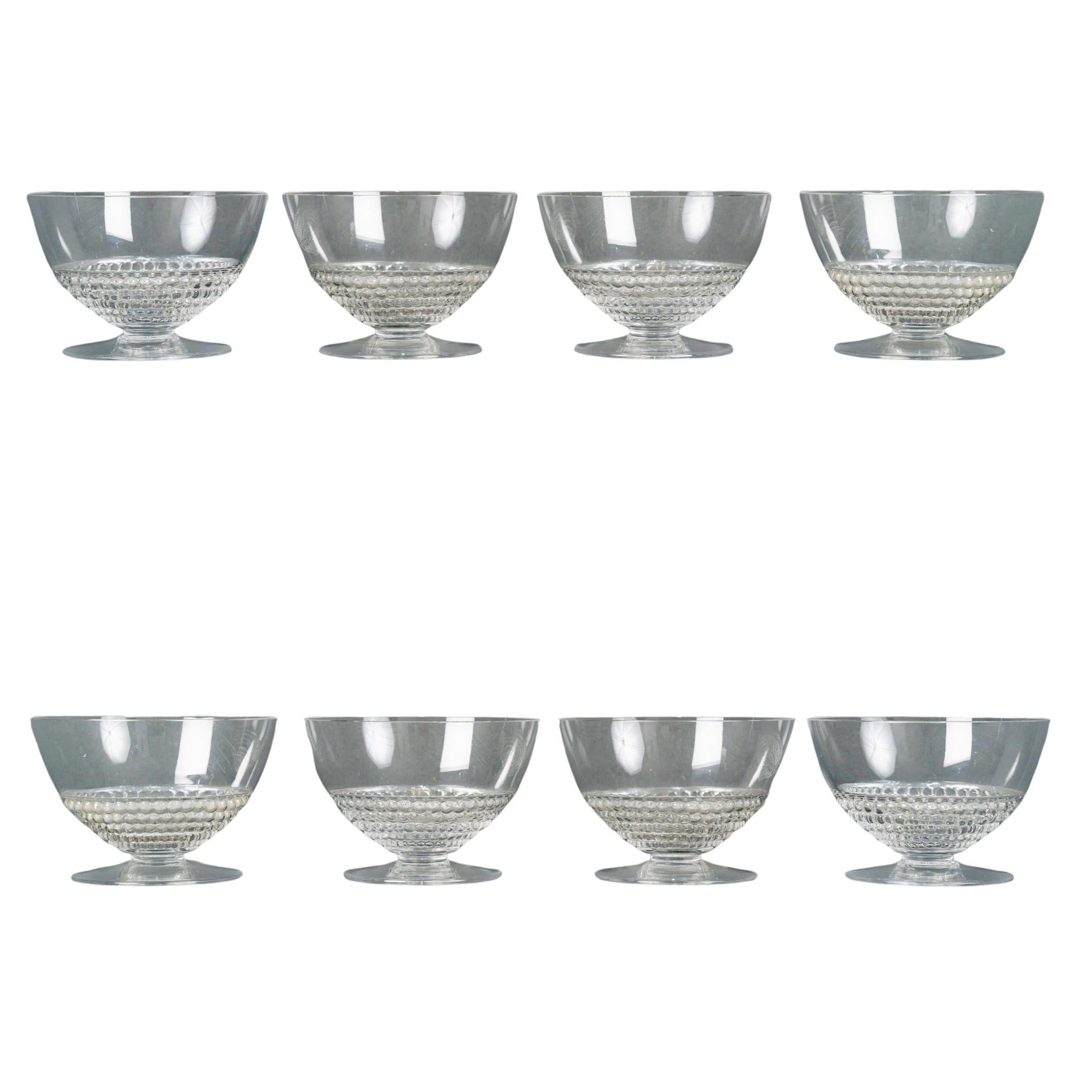 1930 René Lalique Set of 8 Nippon Champagne Glasses Glass