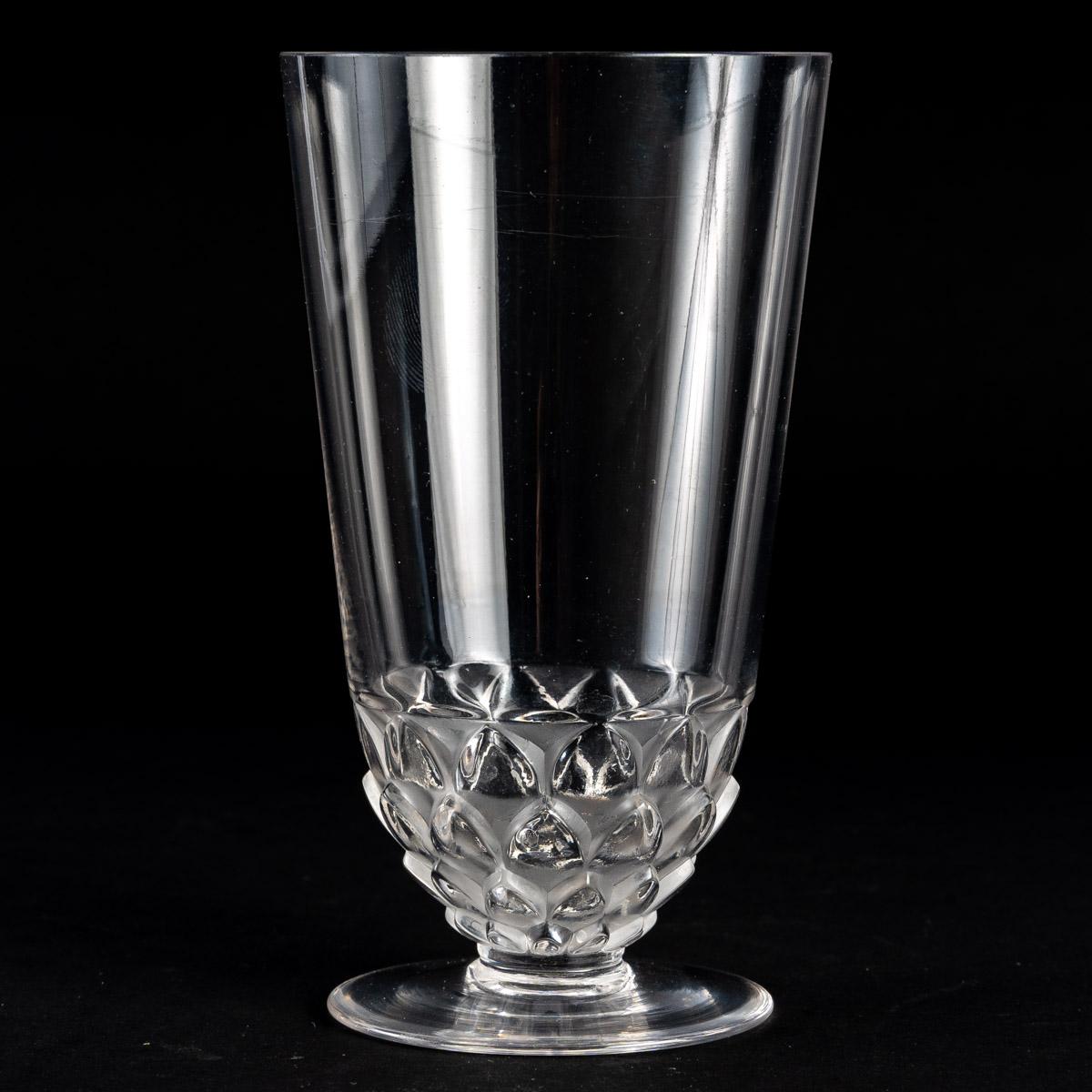 Set of 8 (eight) drinking water glasses created by René Lalique in 1930. Model is named 