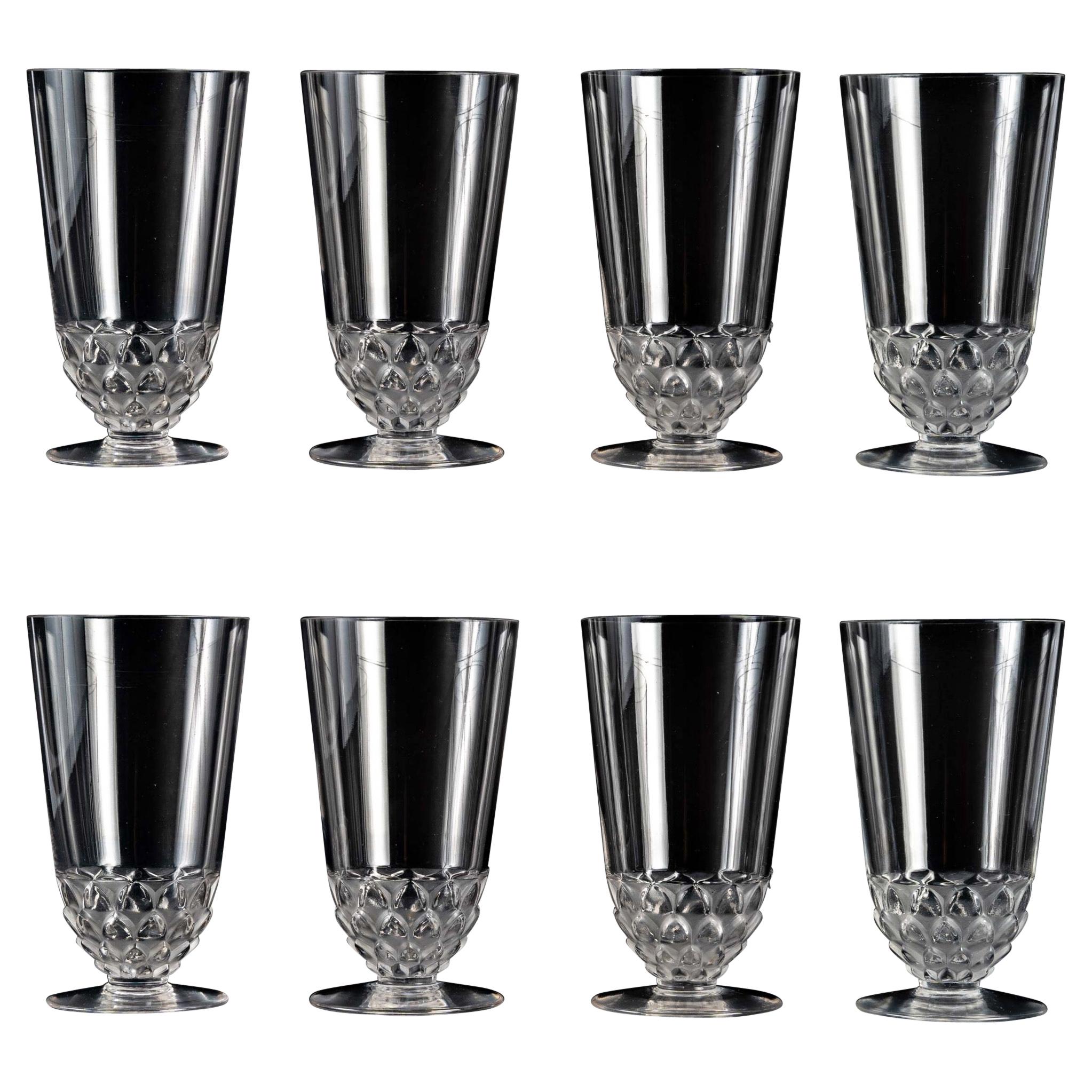 1930 Rene Lalique Set of 8 Water Glasses Saint Cyr Glass