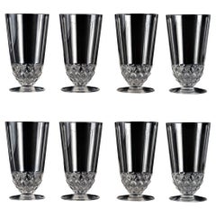 Vintage 1930 Rene Lalique Set of 8 Water Glasses Saint Cyr Glass