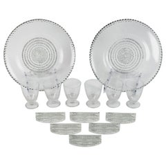 1930 René Lalique - Set Of Tablewares Glasses Nippon Glass - 14 Pieces