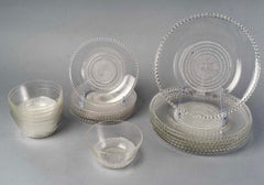 1930 René Lalique Set of Tablewares Nippon & Tokyo Clear Glass 12 Plates 6 Bowls