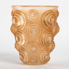 1930 René Lalique Spirales Vase in Glass with Sepia Patina Art Deco