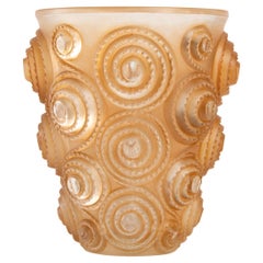 1930 René Lalique Spirales Vase in Glass with Sepia Patina Art Deco
