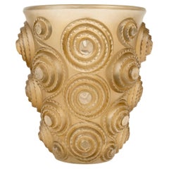 1930 René Lalique - Vaso in vetro Art Deco Spirales con patina seppia