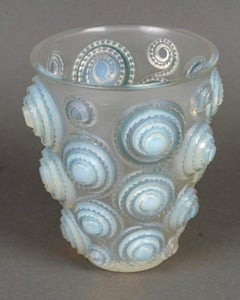 1930 René Lalique - Vase Art Deco Spirales Verre Opalescent