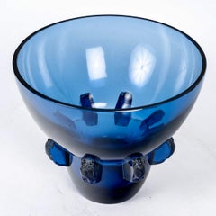 1930 René Lalique Vase Carthage Navy Blue Glass