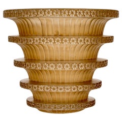 1930 René Lalique - Vase Chevreuse Frosted Glass With Sepia Patina